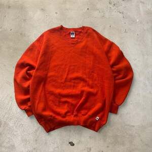 Vintage 90s Russell Athletic Blank Orange Crewneck Sweatshirt XLT